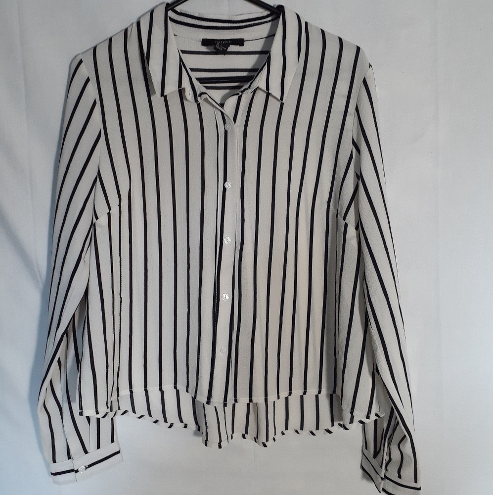 Stripped Button Up Blouse